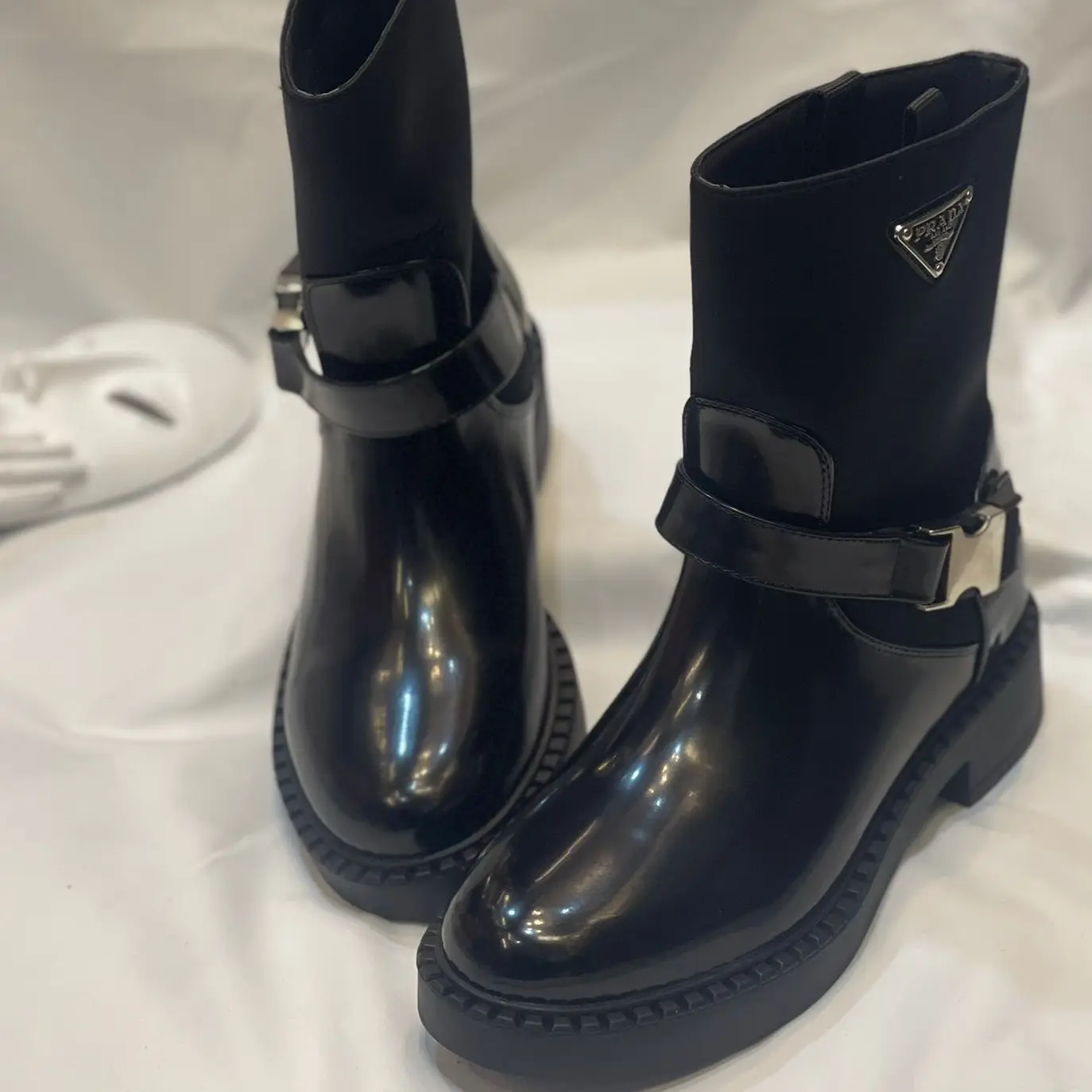 Prada Women’s Black Leather Ankle Boots – Stylish Buckle Strap Design in Dubai UAE Prada Women’s Black Leather Ankle Boots – Stylish Buckle Strap Design in Dubai UAE