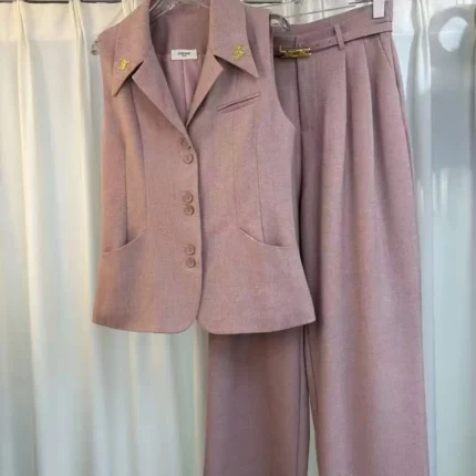 Relaxed Blazer & Wide-Leg Trouser Set – Sleeveless Waistcoat with Tailored Wide-Leg Pants in Dubai UAE