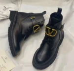 Valentino Garavani VLogo Leather Combat Boots – Black Leather in Dubai UAE